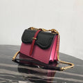 Prada Belle Shoulder Bag In Black/Pink Calf Leather