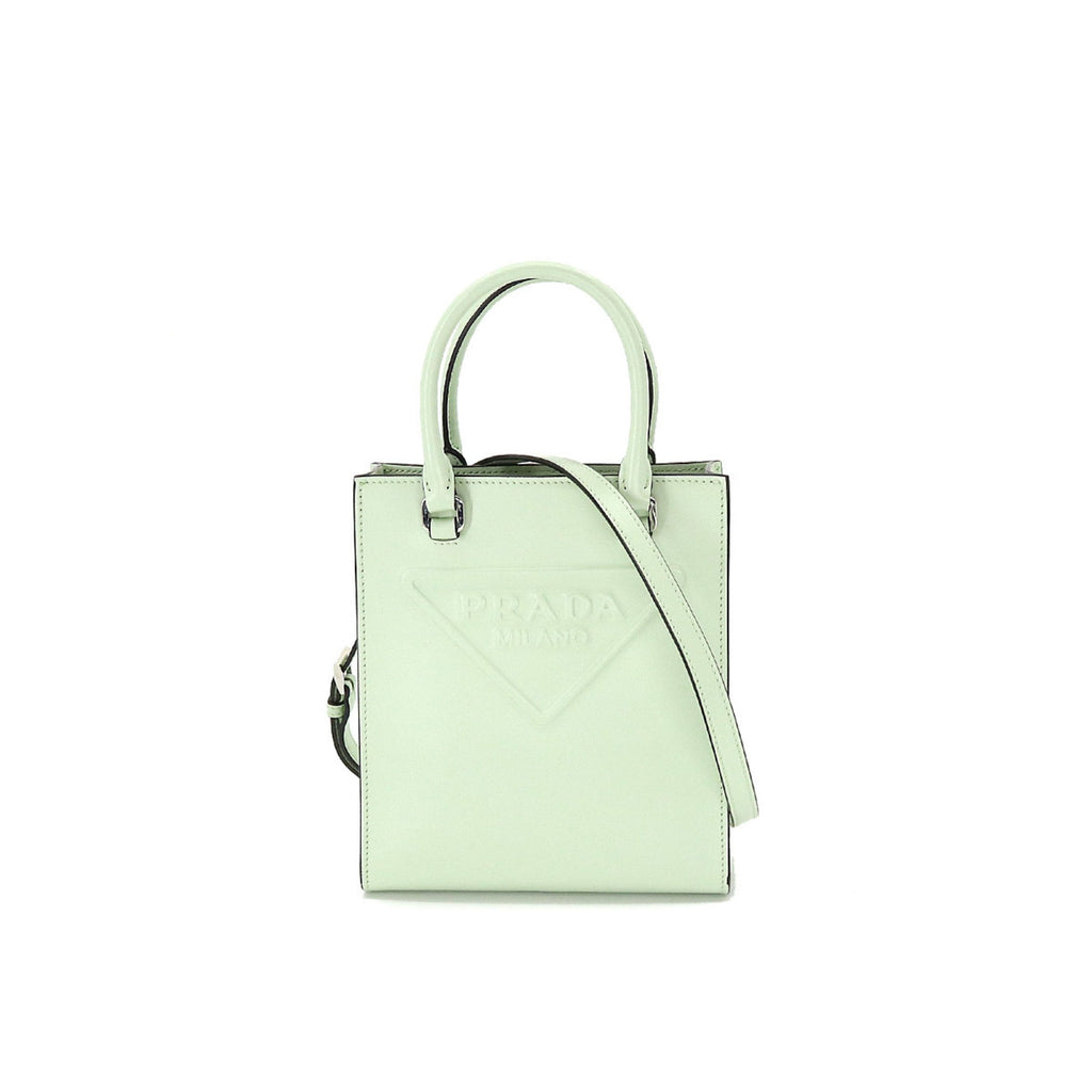 PRADA 2way hand shoulder bag leather aqua green 1BA333 Hand Shoulder Bag