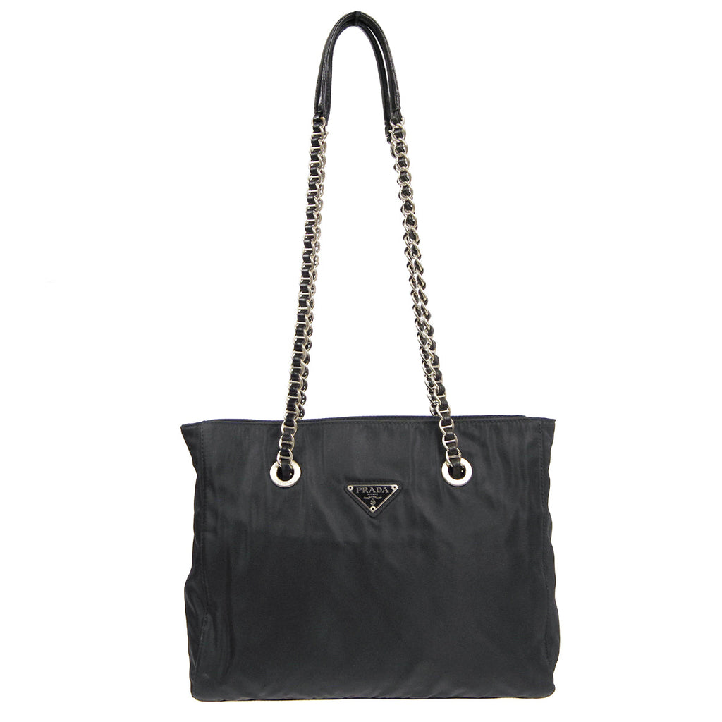 PRADA * Chain Shoulder Tote Bag Black
