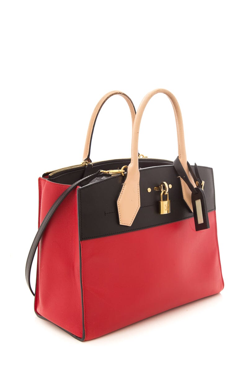 Louis Vuitton Red City Steamer MM Handbag
