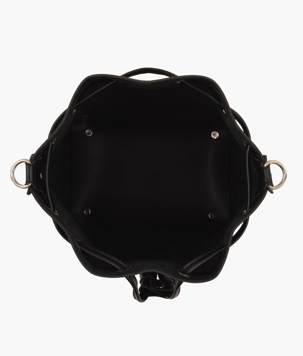 Black bucket bag