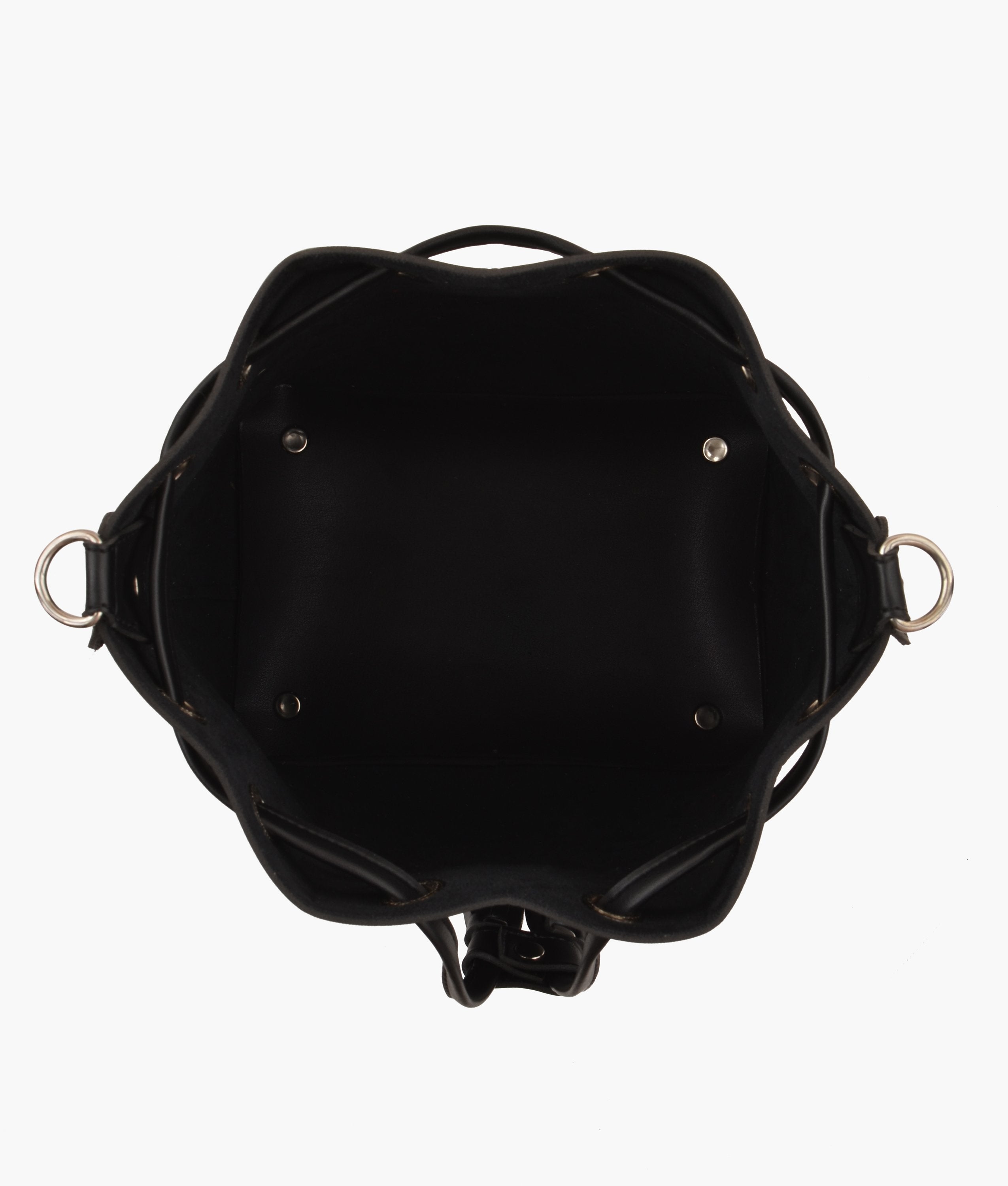 Black bucket bag