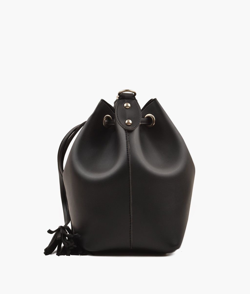 Black bucket bag