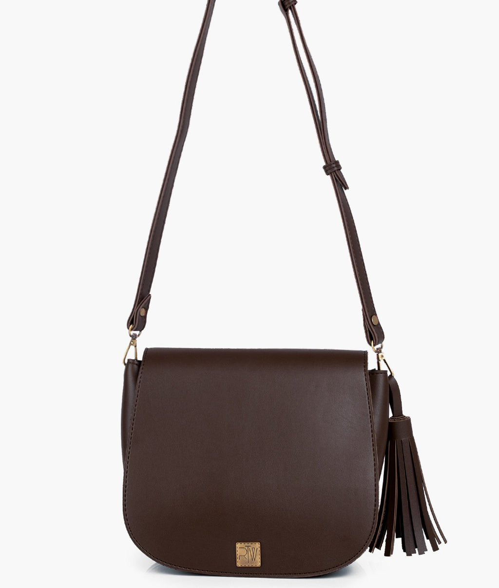 Dark brown foldover saddle bag