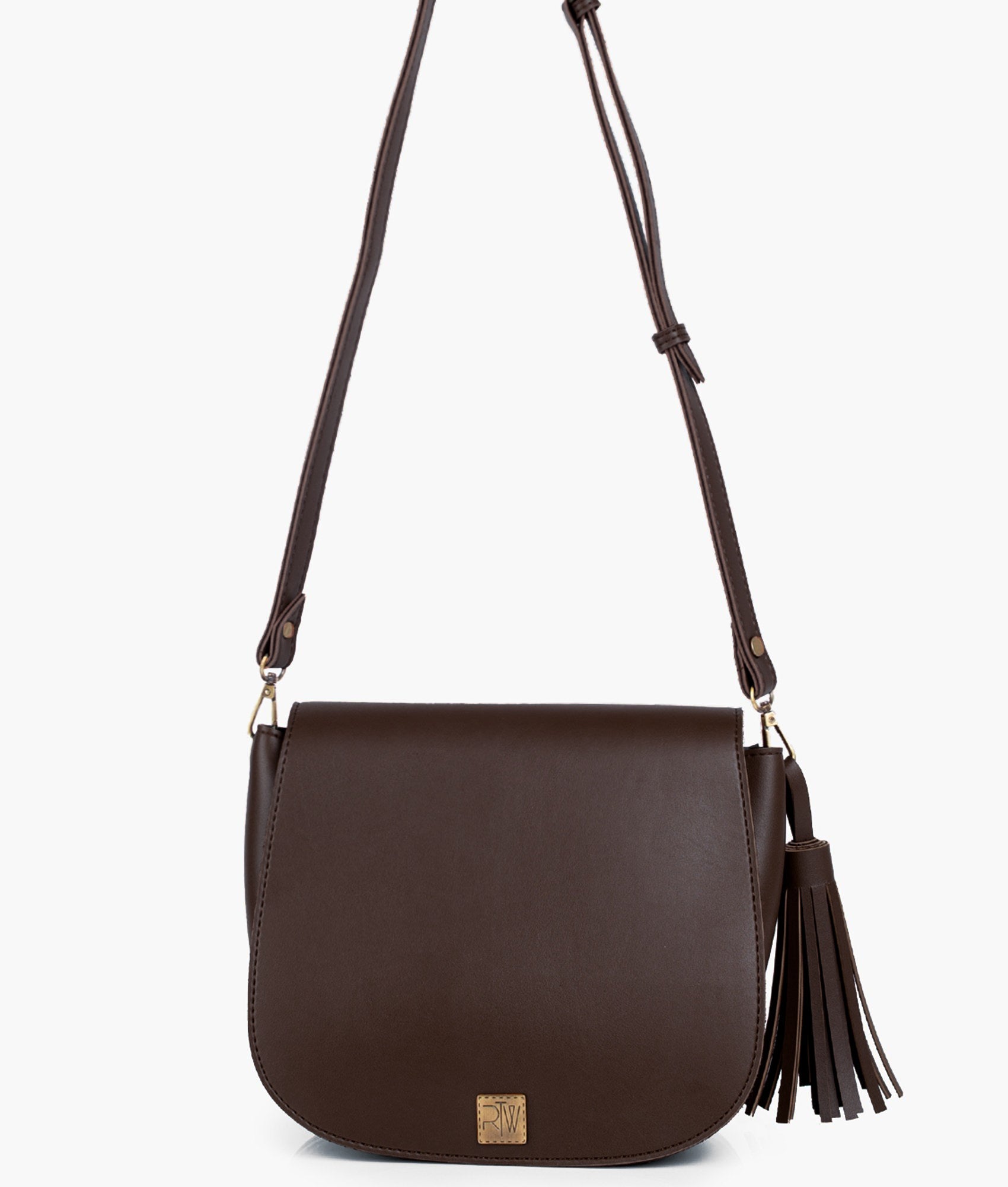 Dark brown foldover saddle bag