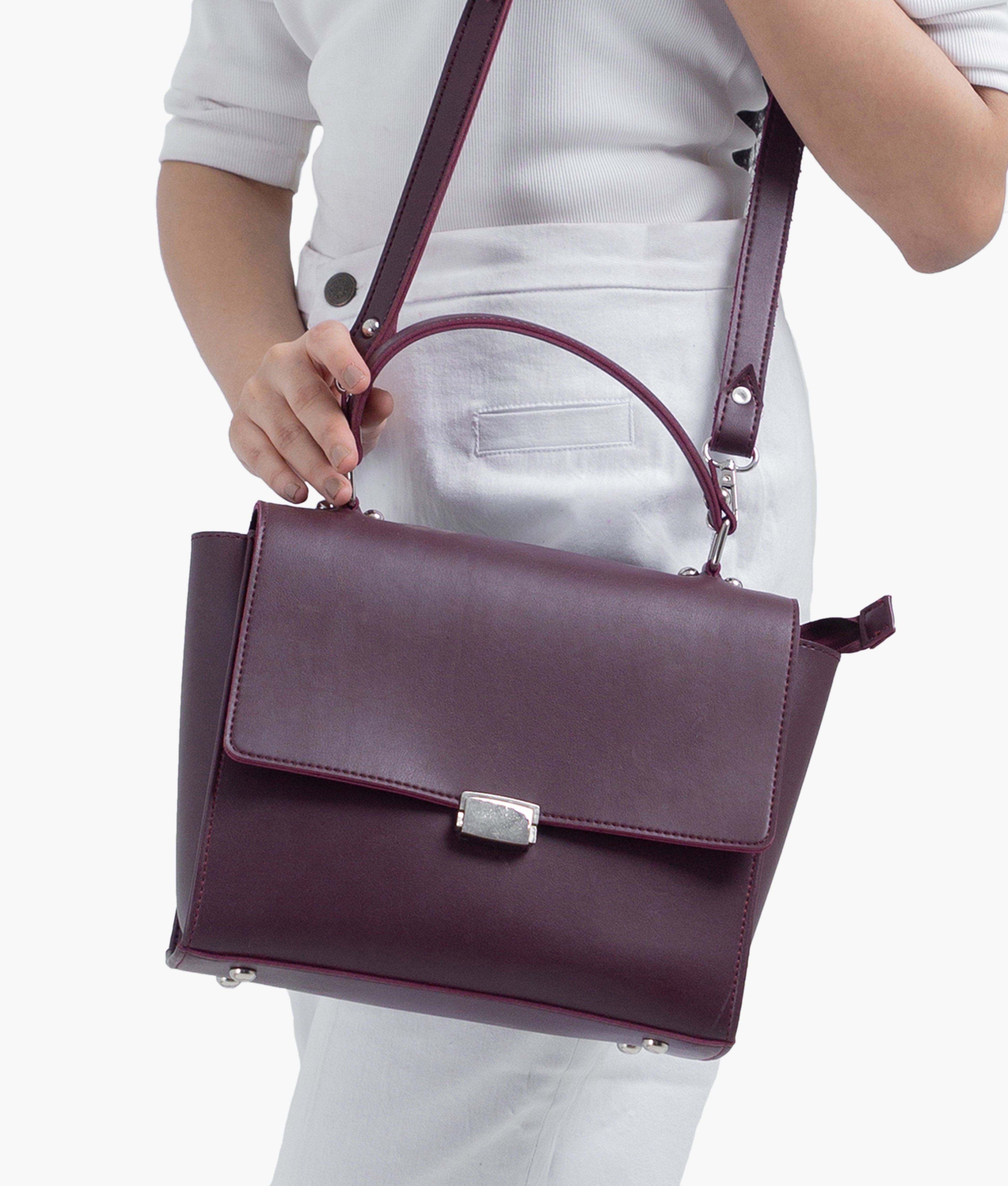 Burgundy mini messenger bag