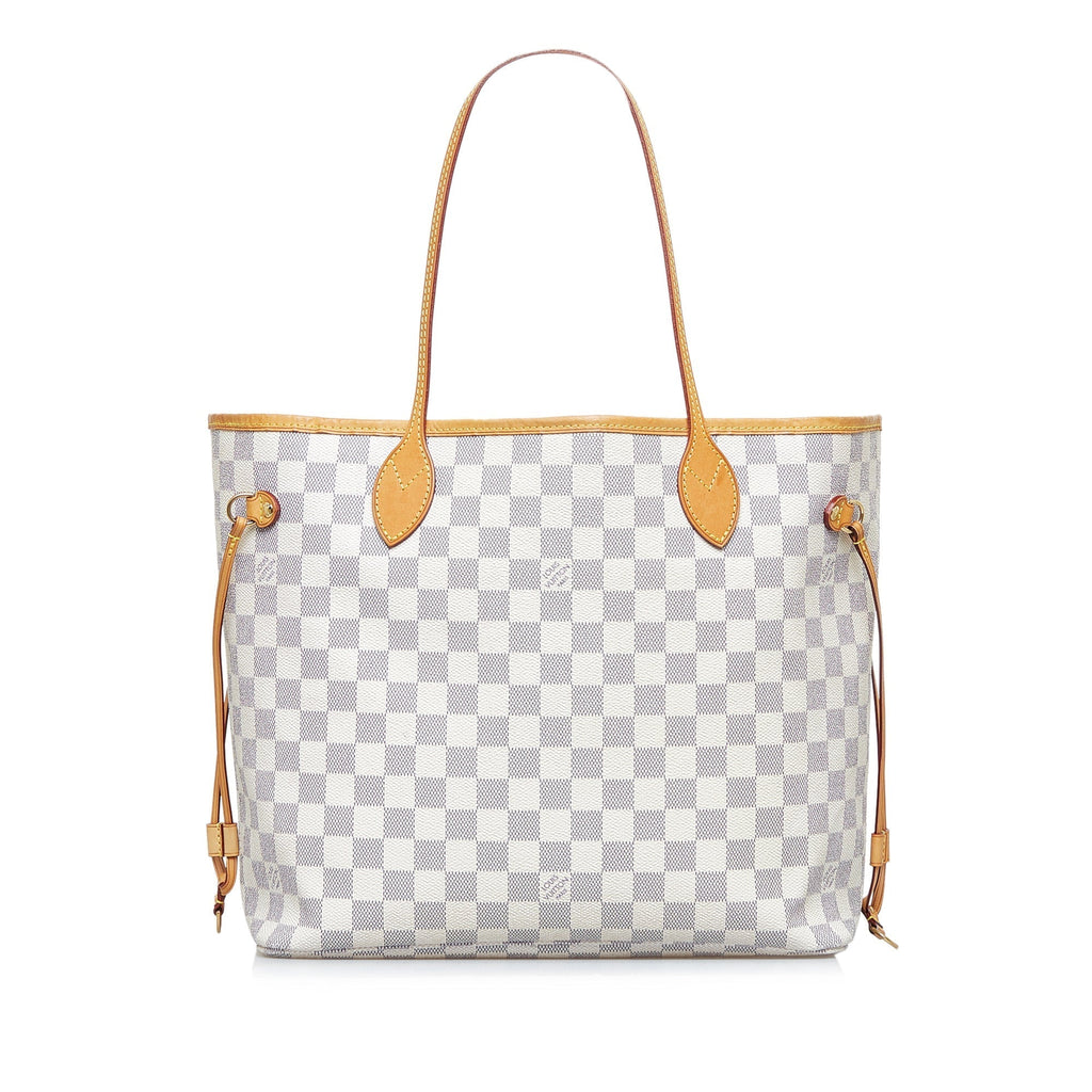 White Louis Vuitton Damier Azur Neverfull MM Tote Bag