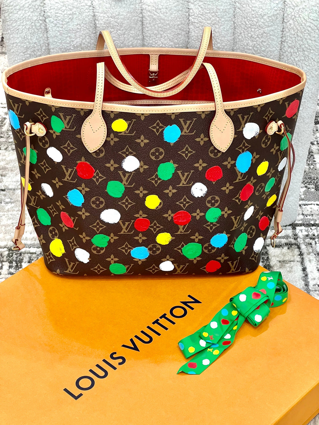 LOUIS VUITTON X YAYOI KUSAMA MONOGRAM NEVERFULL MM TOTE BAG