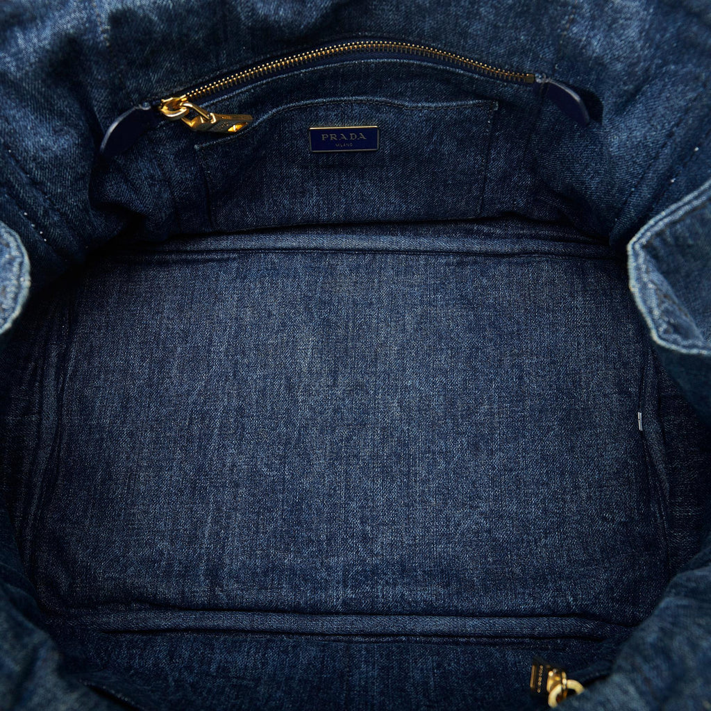 Prada Canapa Logo Denim Tote Bag (SHG-kCfCD3)