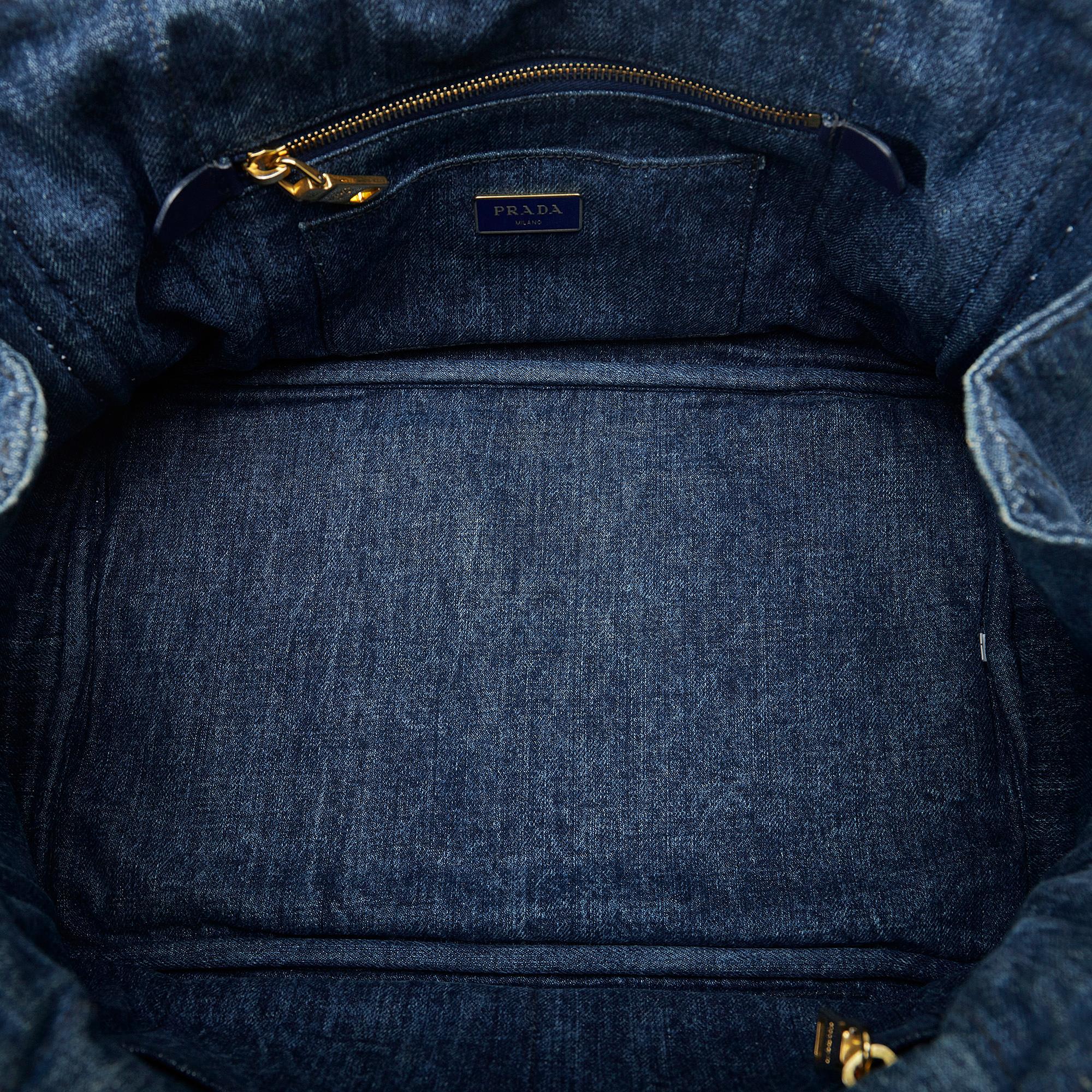Prada Canapa Logo Denim Tote Bag (SHG-kCfCD3)
