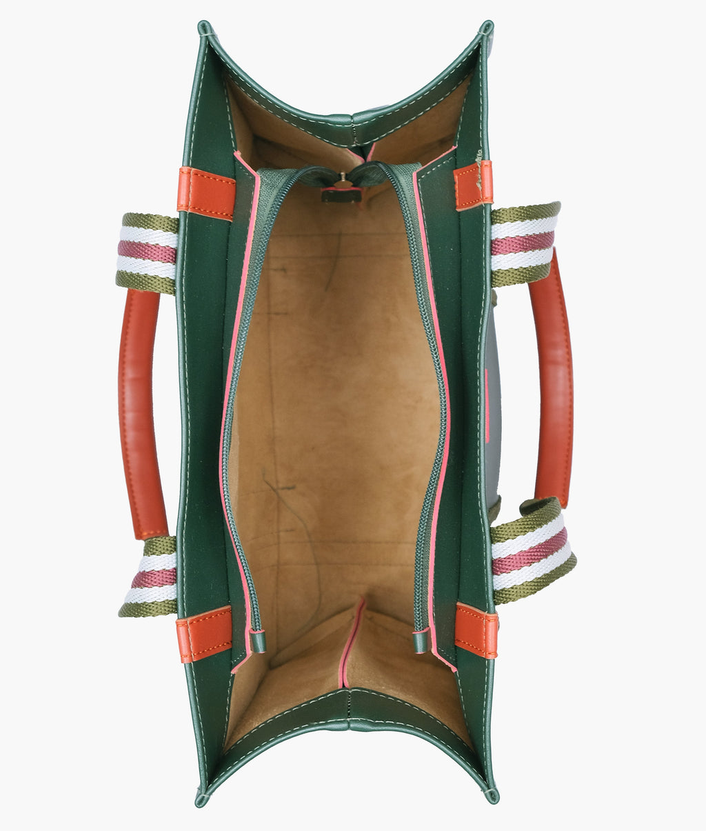 Army green long strap tote bag