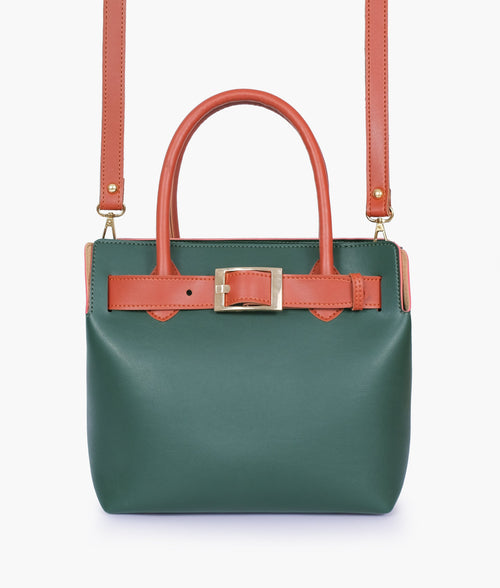 Army green handbag with front buckle