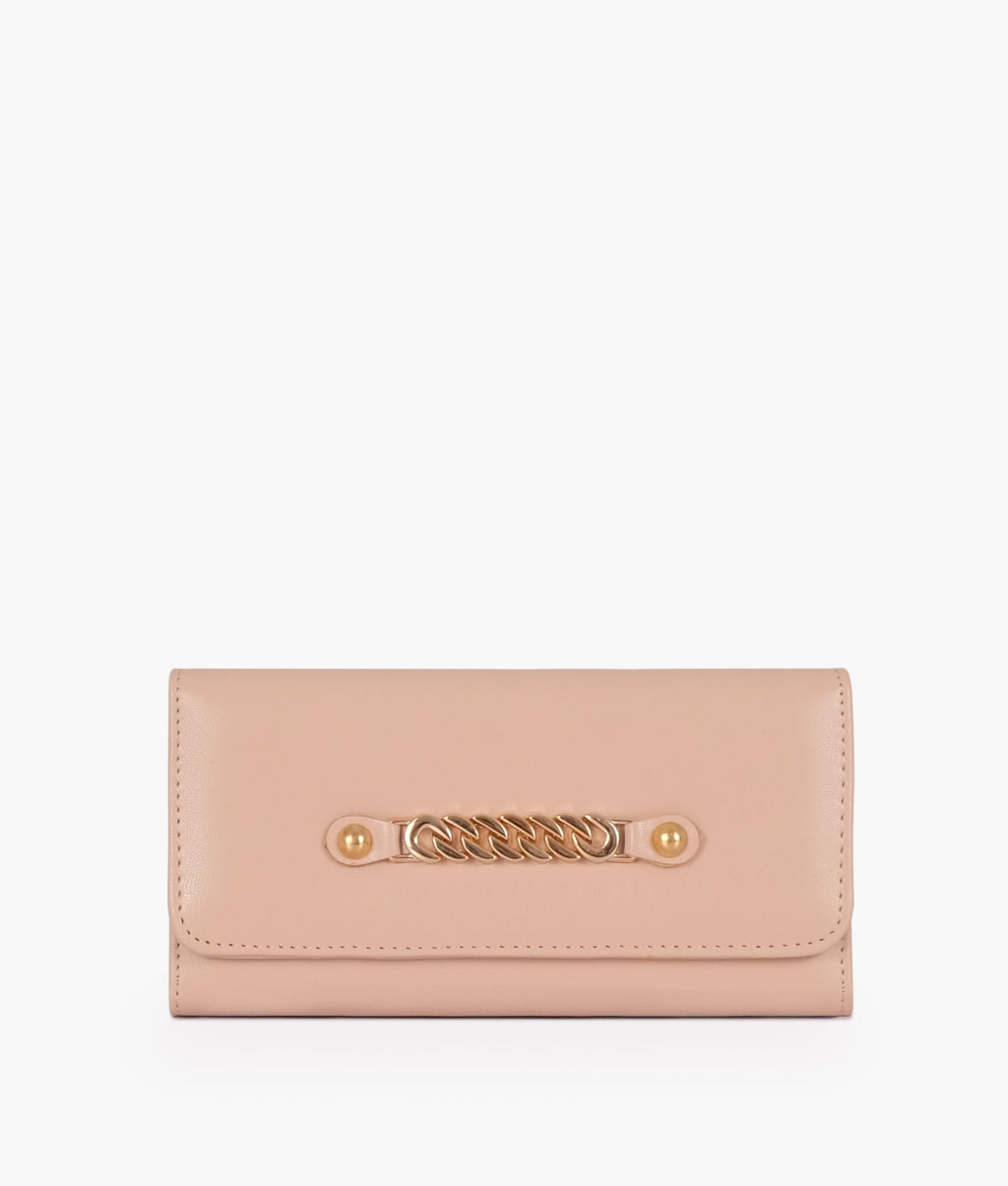 Baby pink three-fold wallet
