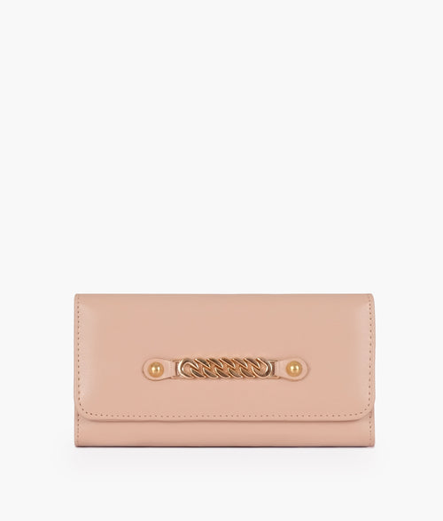 Baby pink three-fold wallet