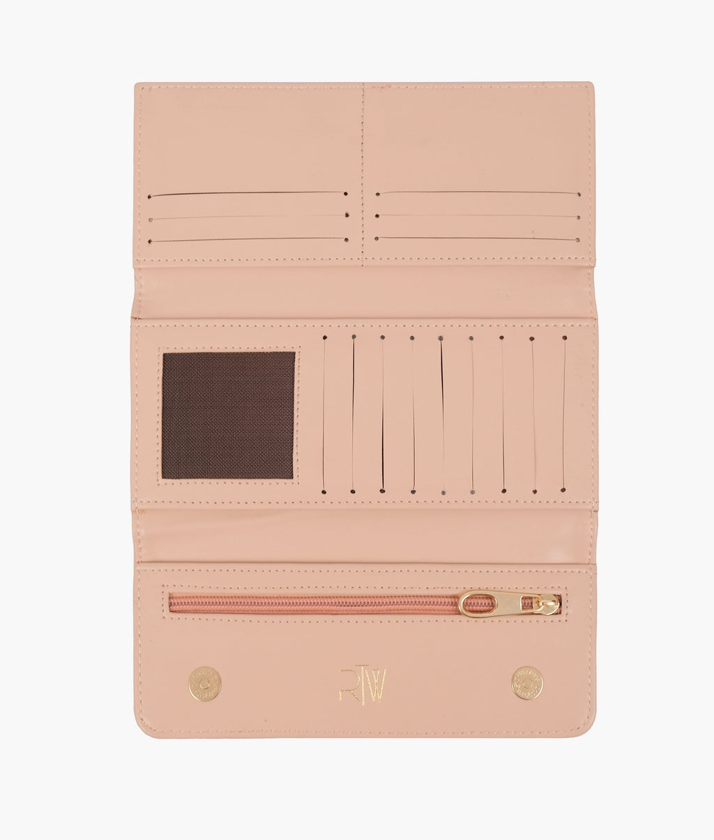 Baby pink three-fold wallet