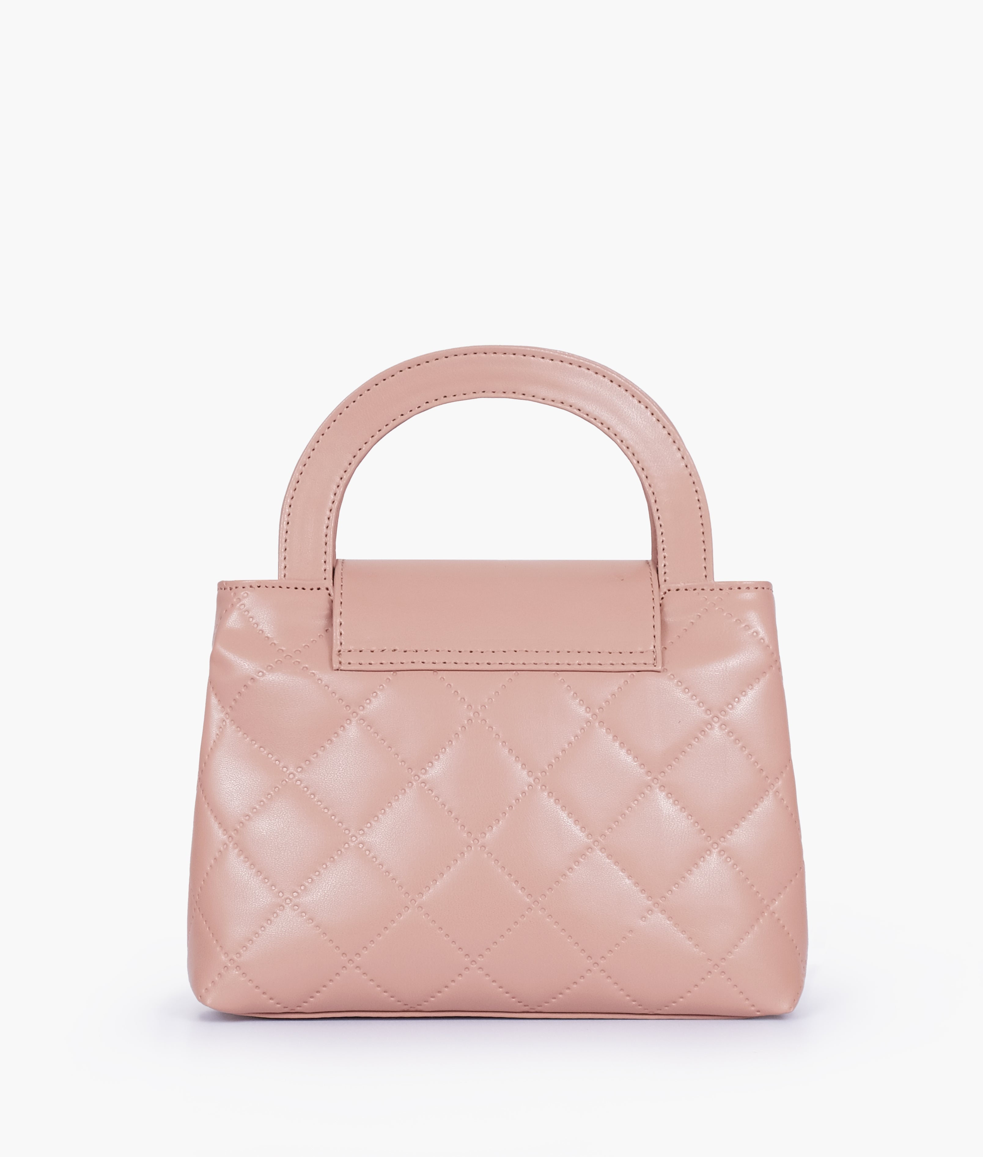 Baby pink flap quilted bag with top handle