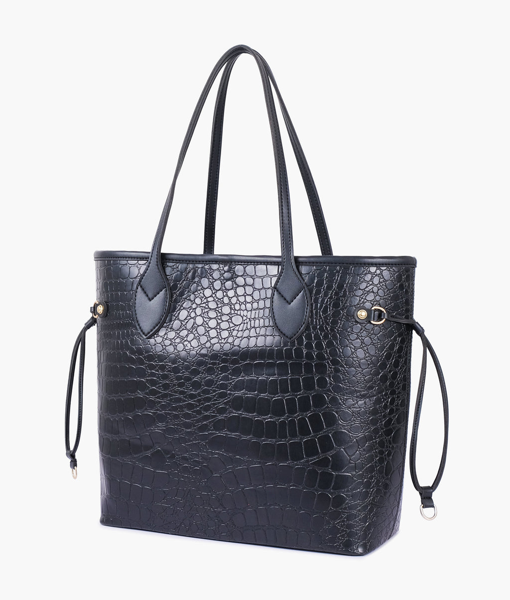 Black crocodile neverfull tote bag
