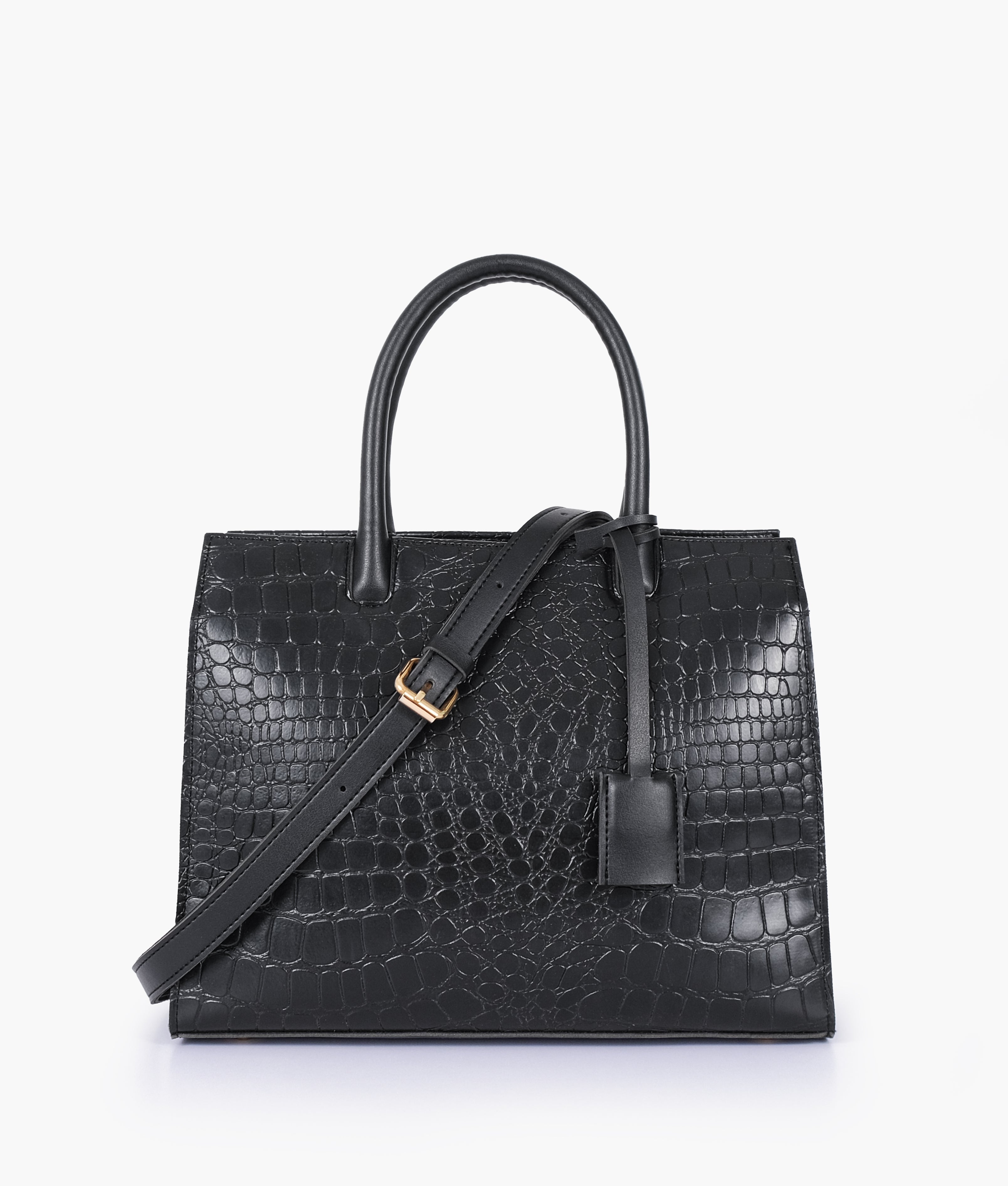 Black crocodile vintage handbag