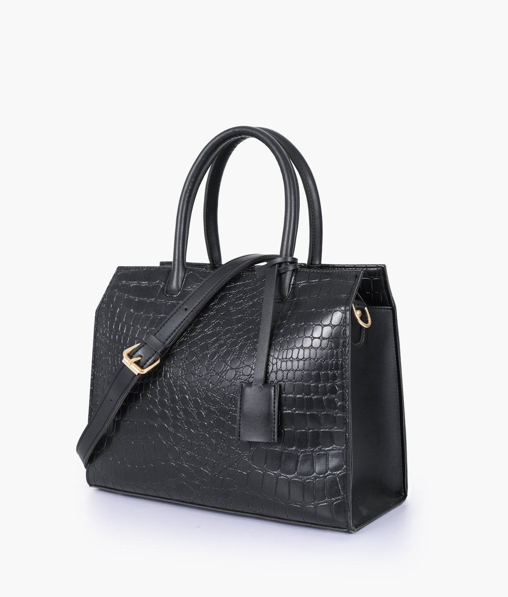 Black crocodile vintage handbag