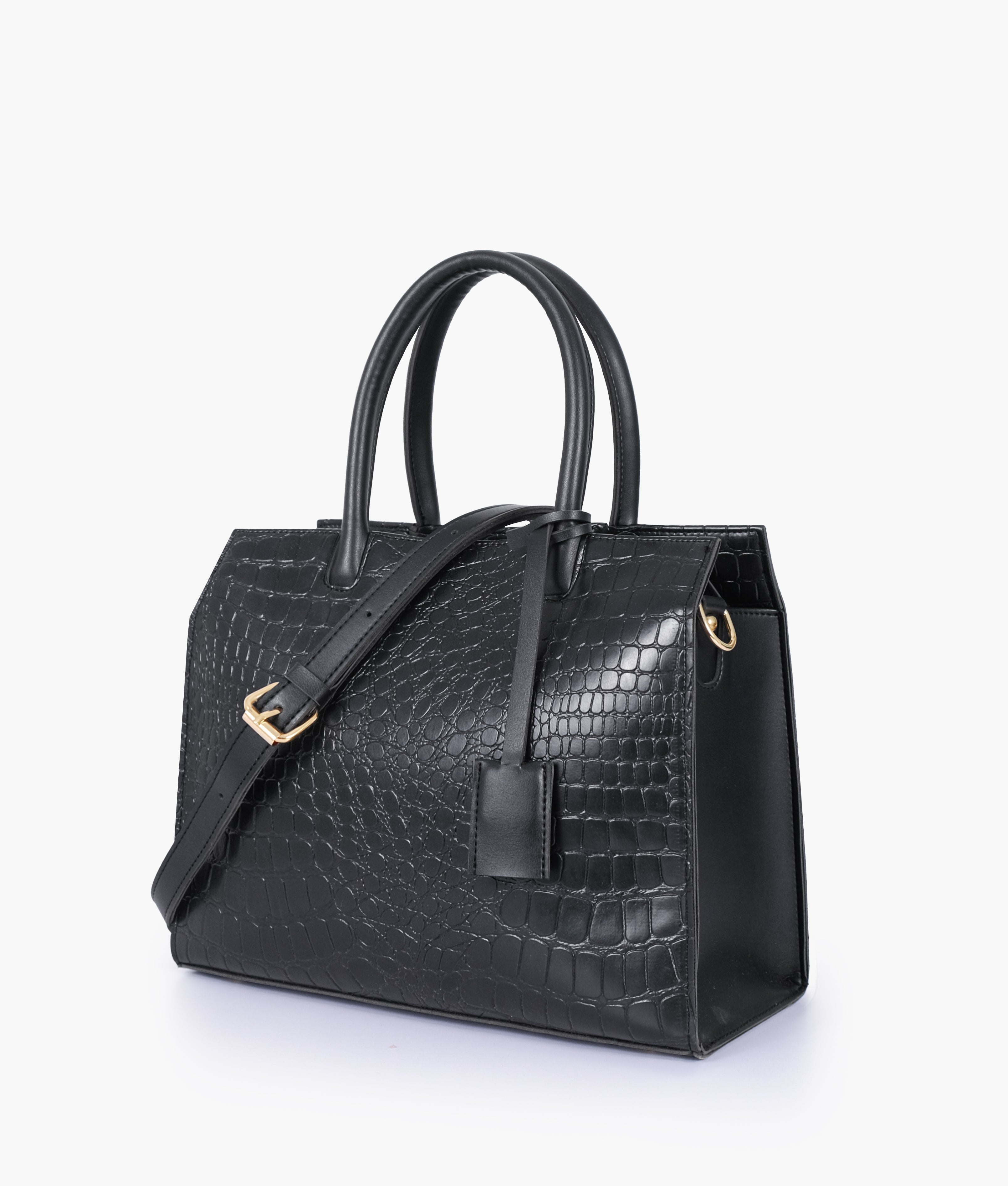 Black crocodile vintage handbag