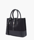 Black suede multi-compartment shoulder bag