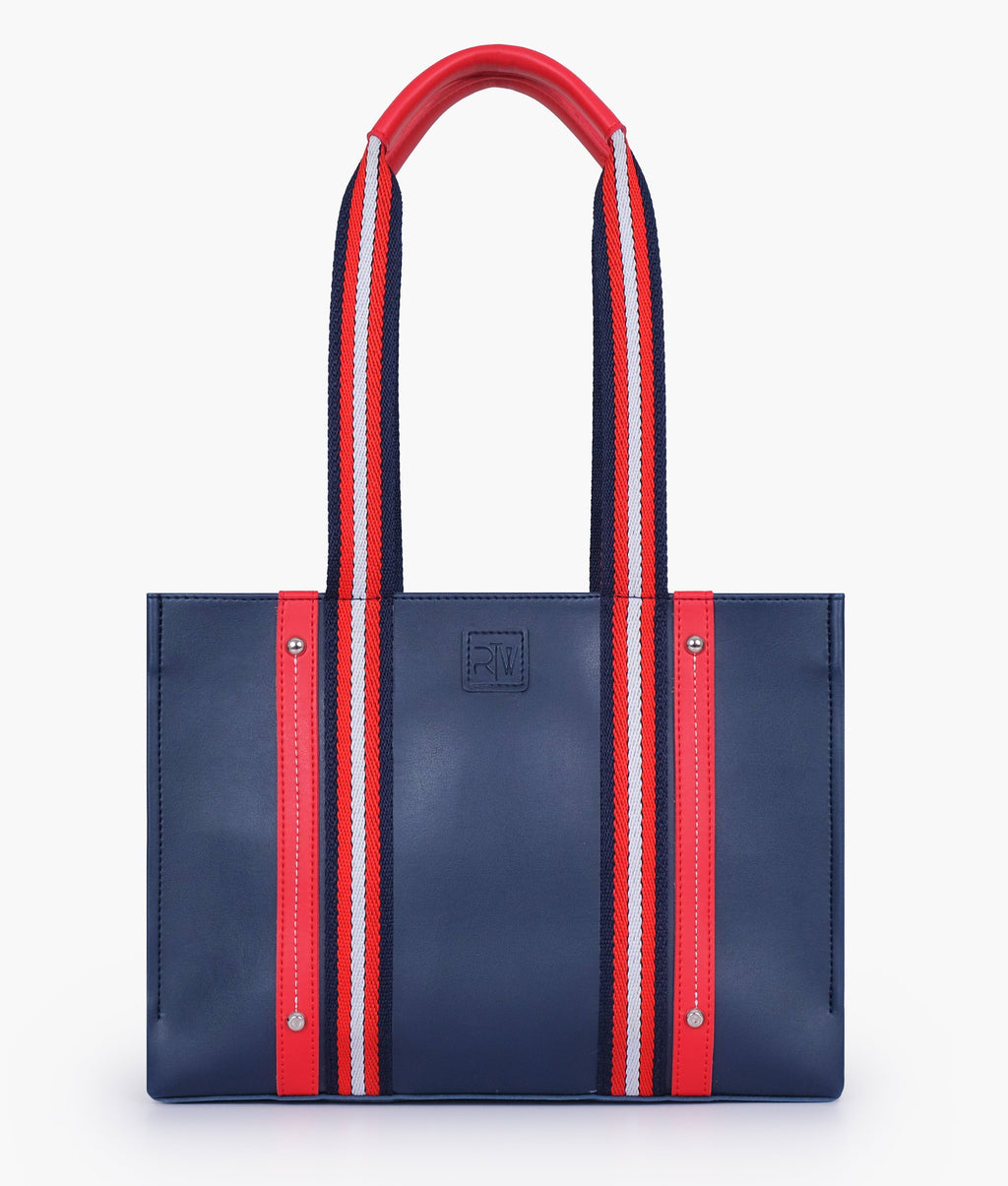 Blue long strap tote bag