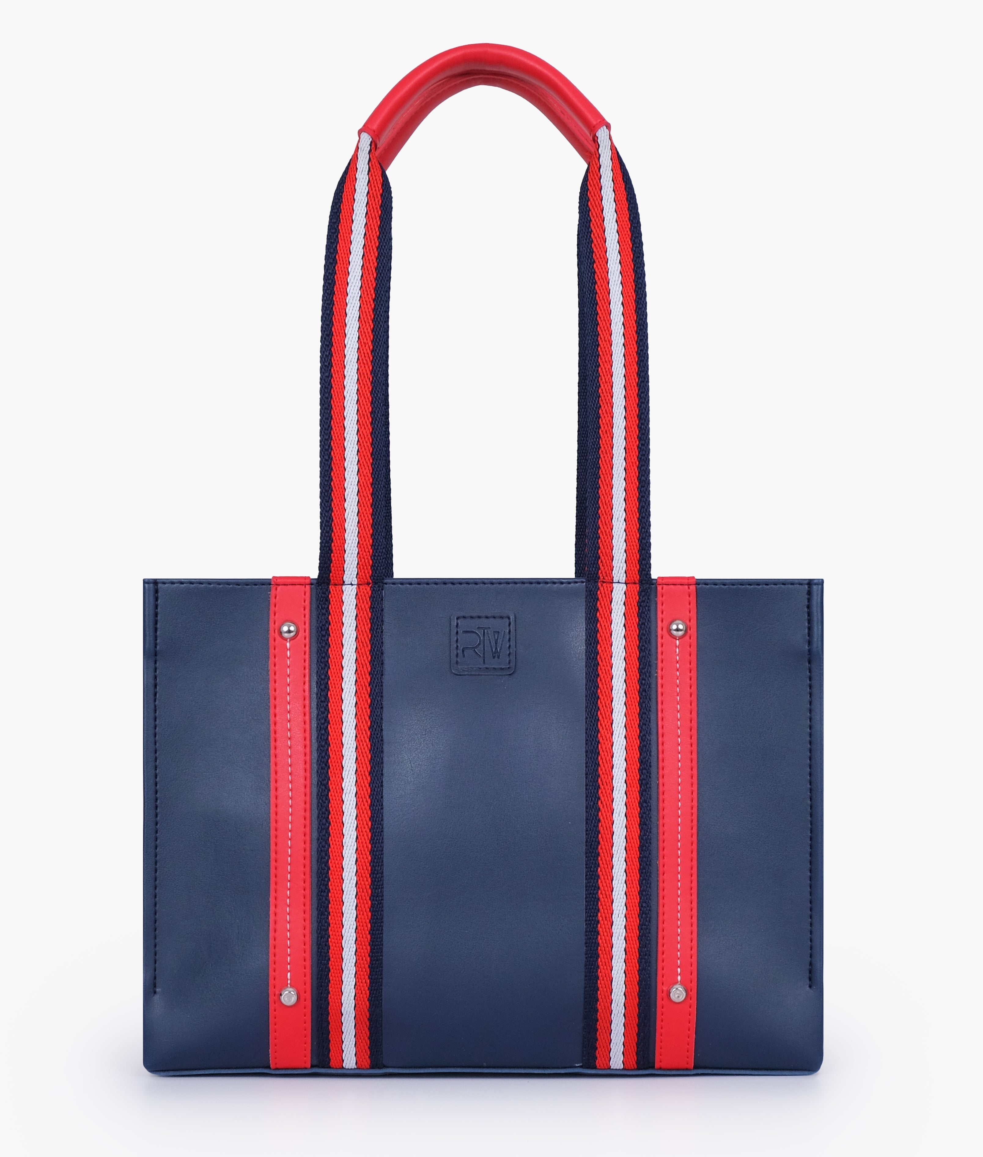 Blue long strap tote bag