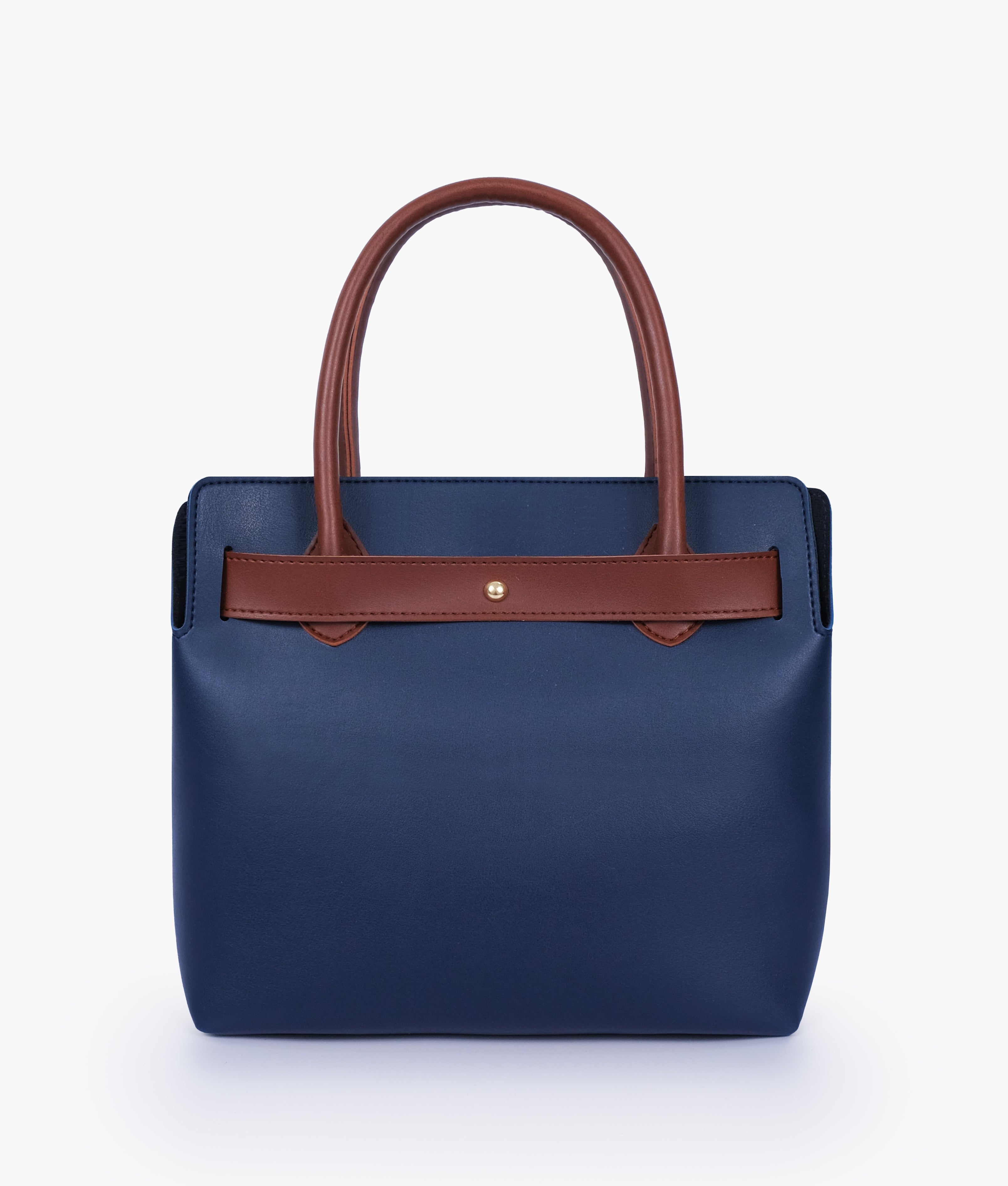 Blue handbag with front buckle