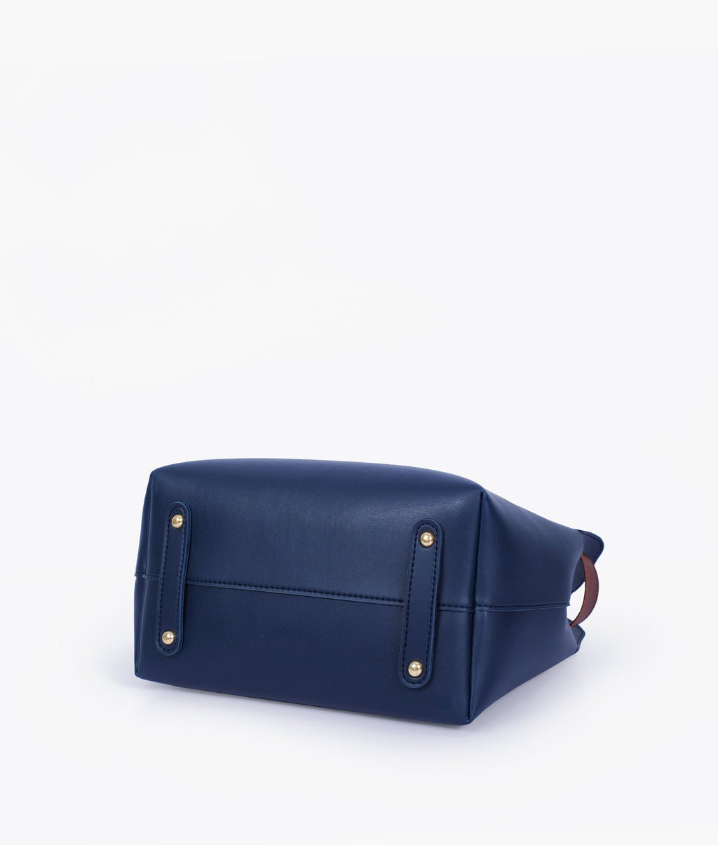 Blue handbag with front buckle