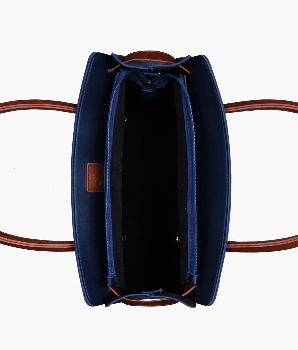 Blue handbag with front buckle