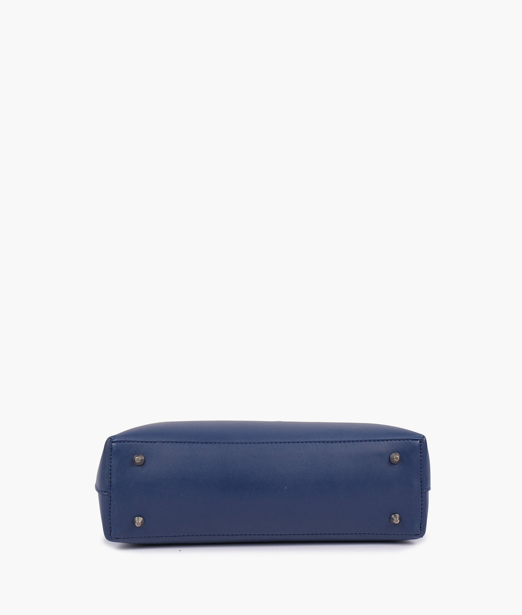 Blue tote bag with detachable pouch