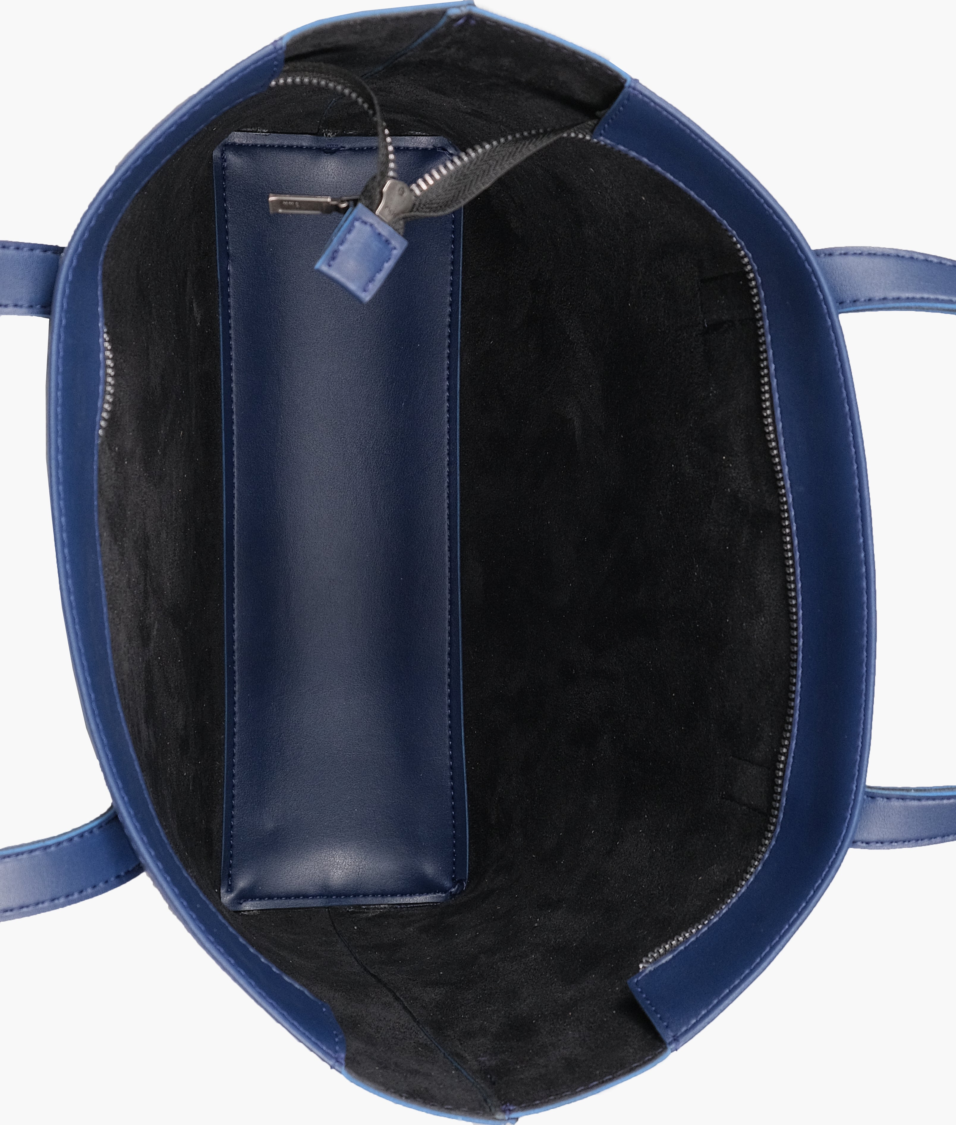 Blue tote bag with detachable pouch