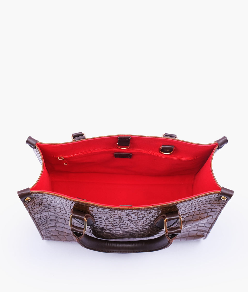 Brown on-the-go crocodile handbag