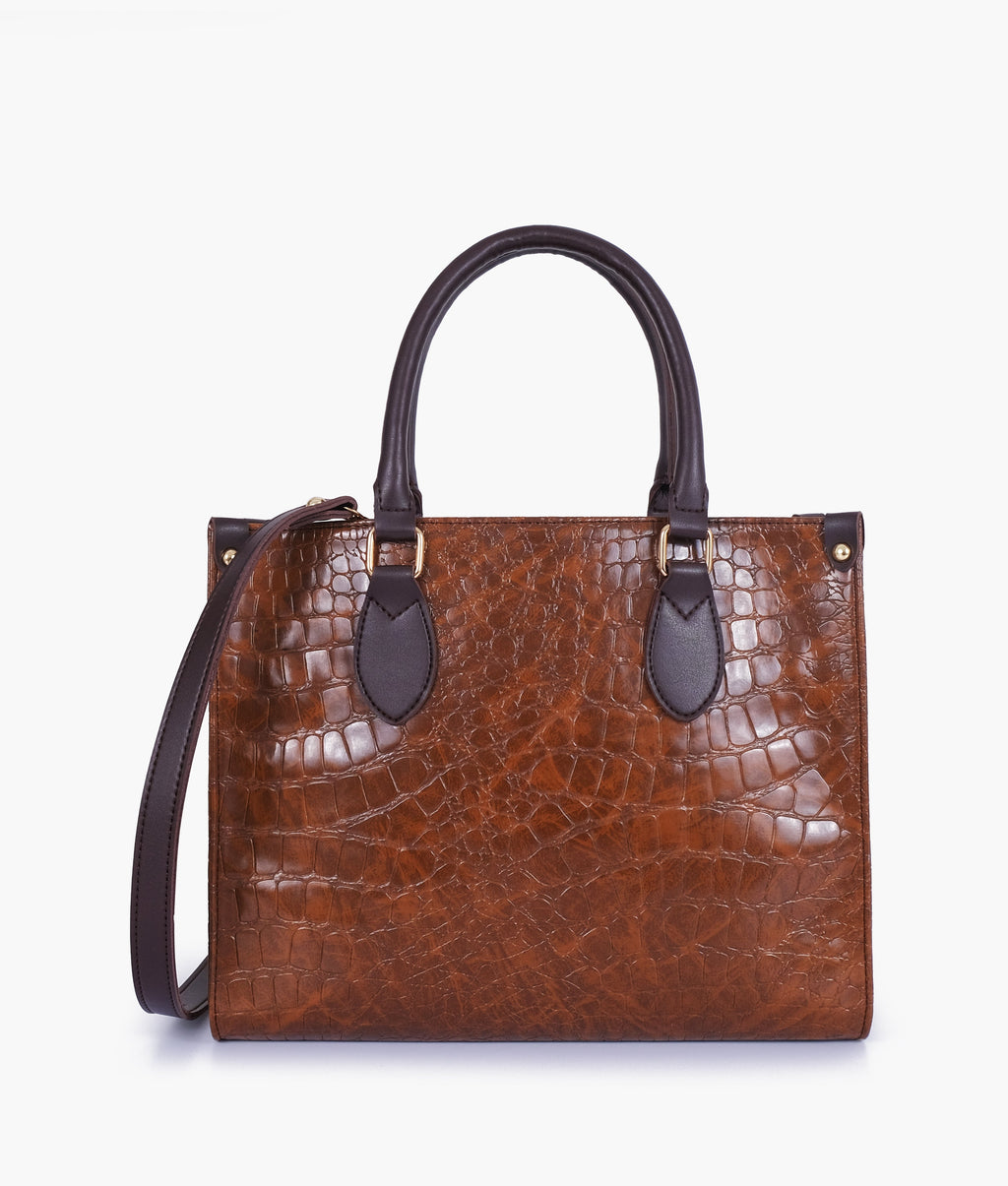 Brown on-the-go crocodile handbag