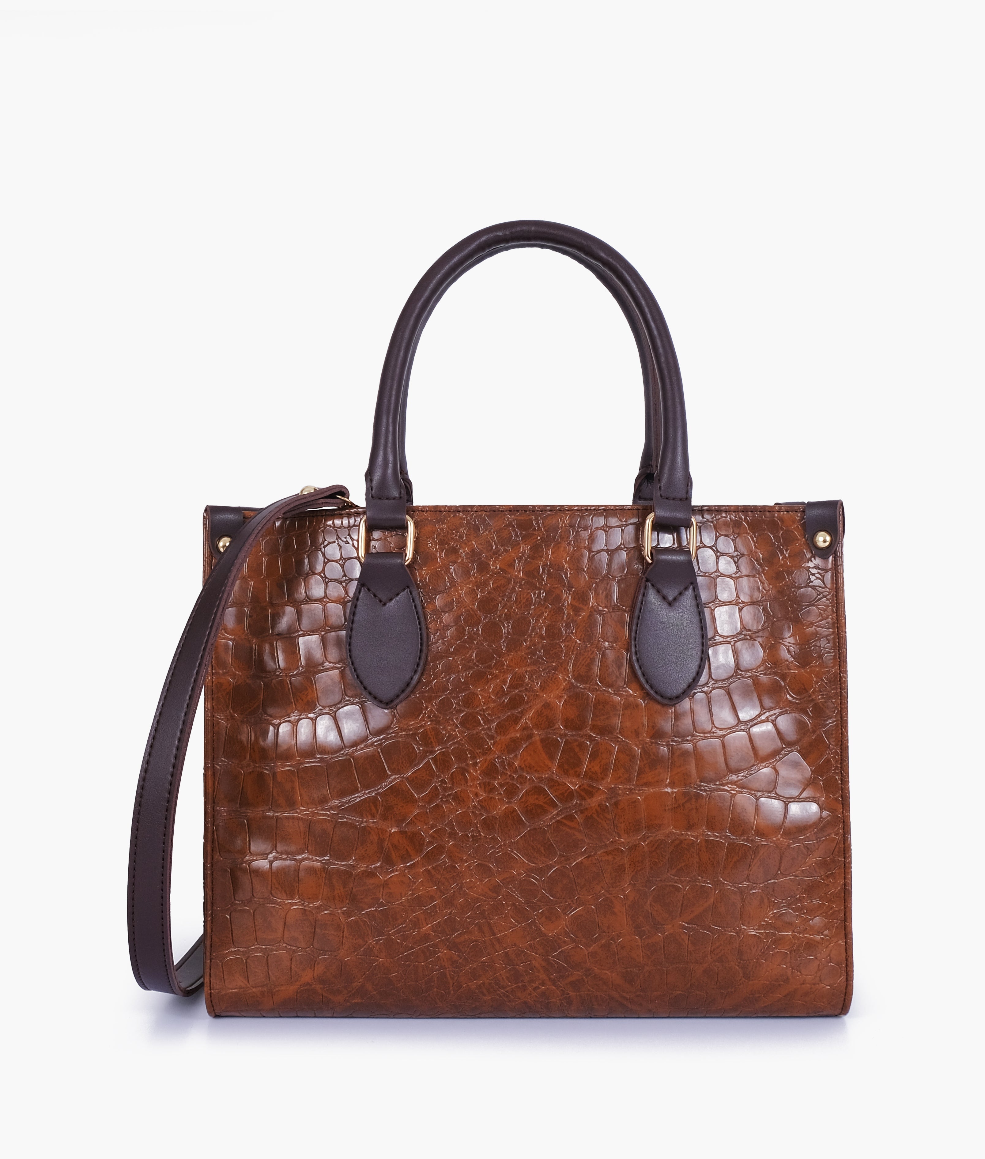 Brown on-the-go crocodile handbag