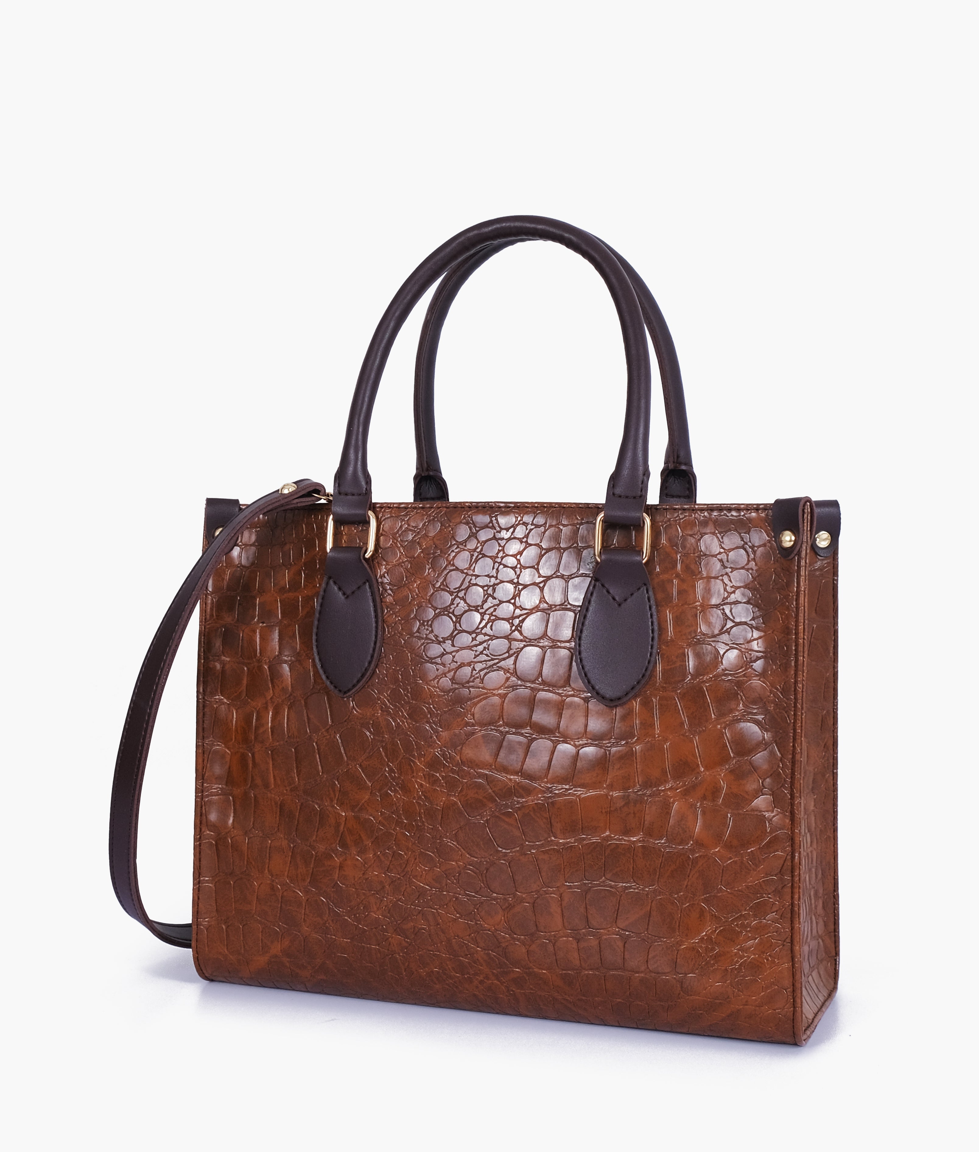 Brown on-the-go crocodile handbag