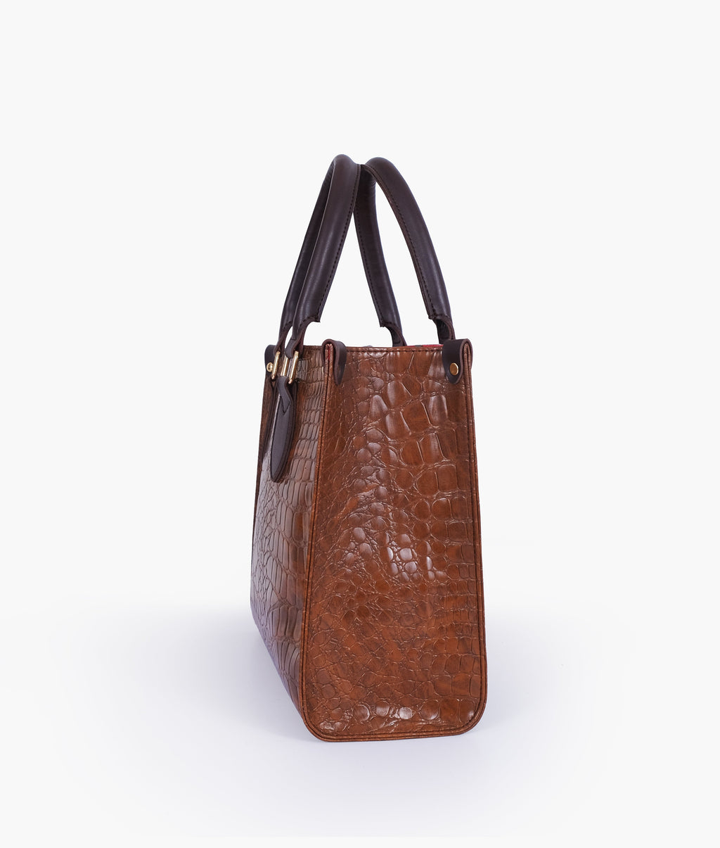 Brown on-the-go crocodile handbag