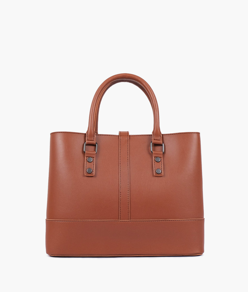 Brown multi-compartment shoulder bag