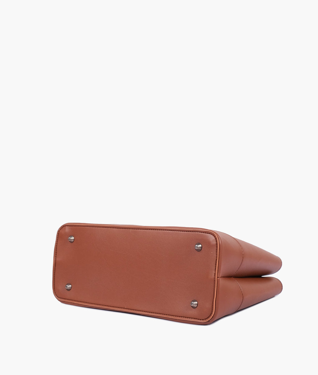 Brown multi-compartment shoulder bag