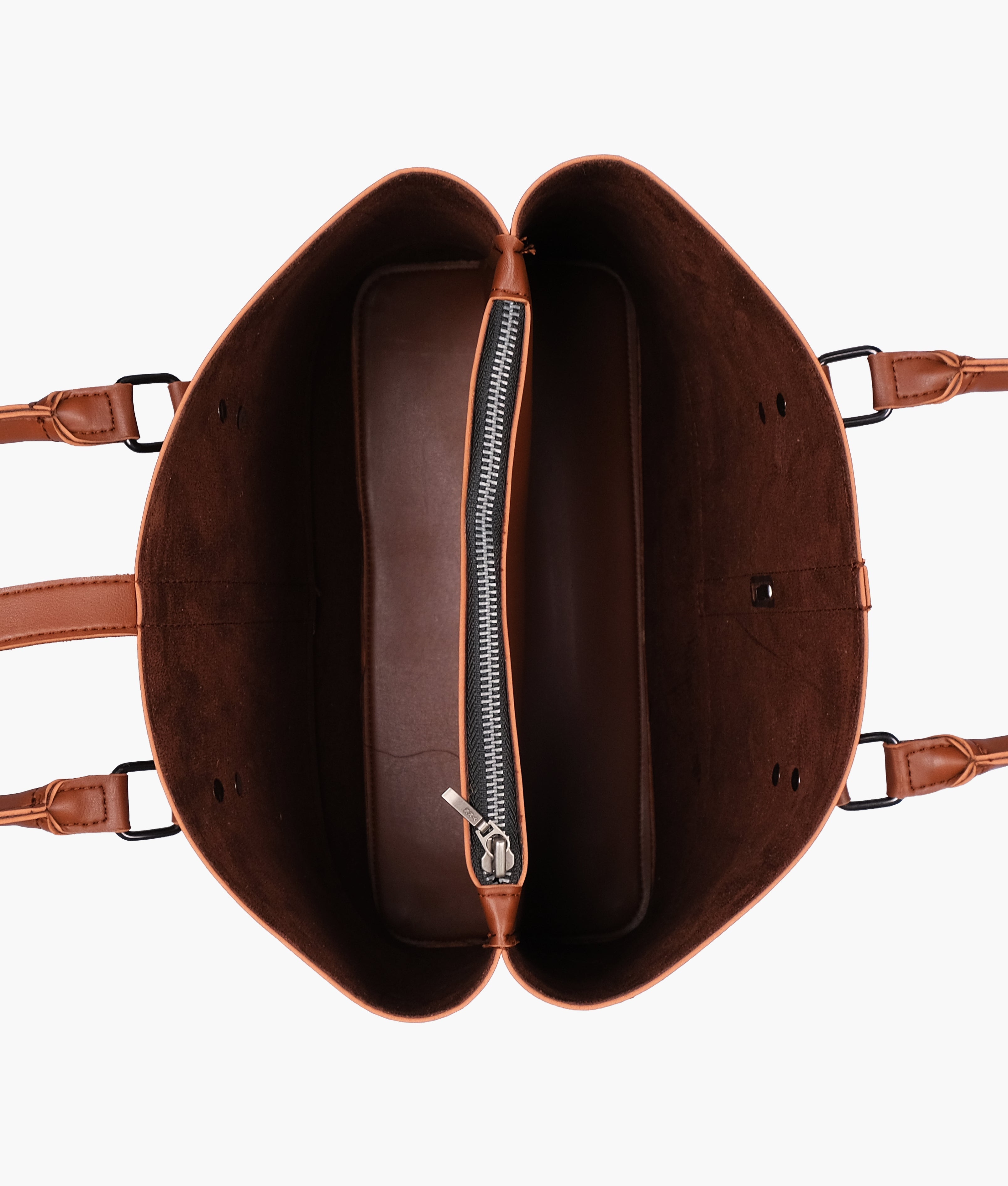 Brown multi-compartment shoulder bag