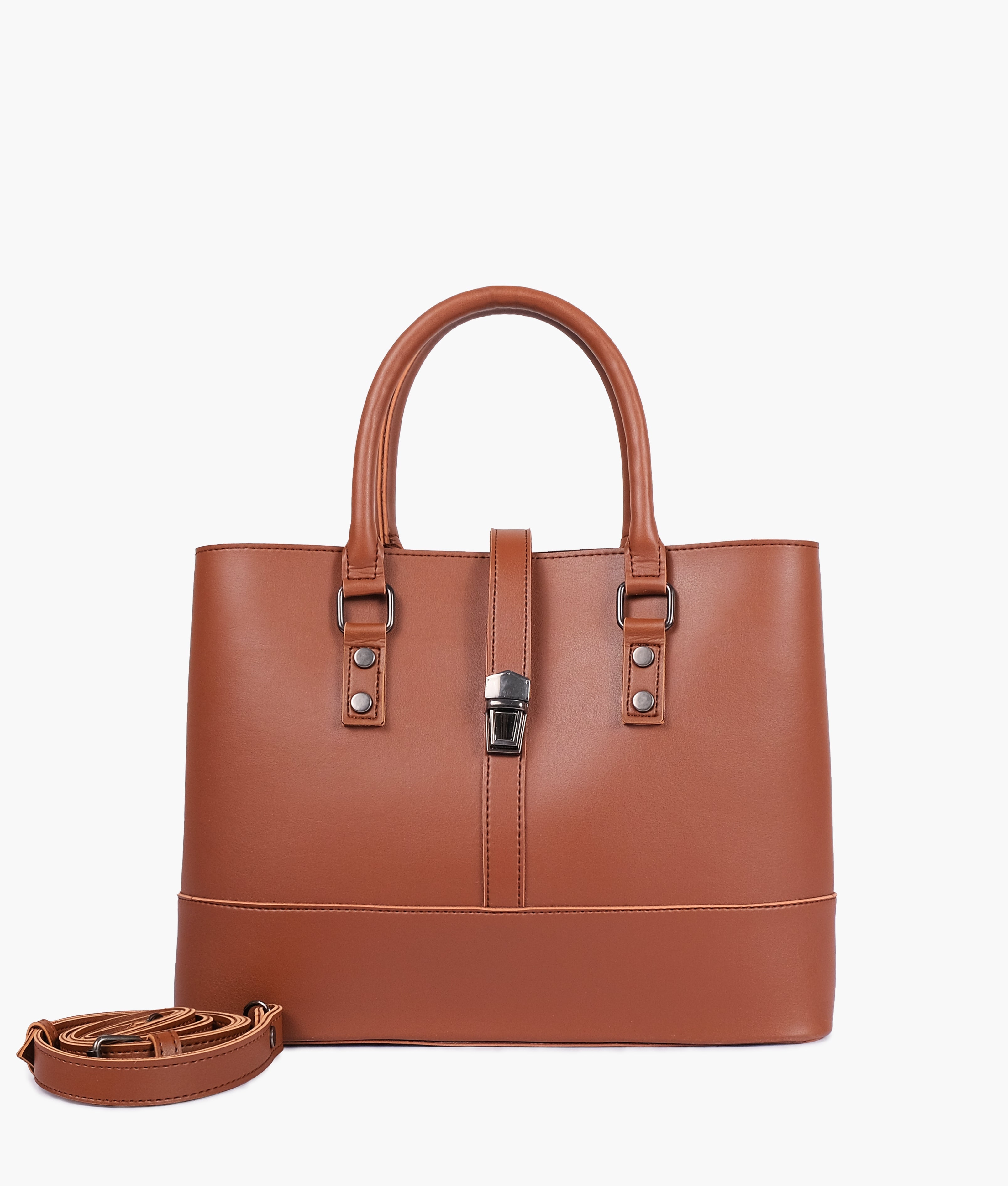 Brown multi-compartment shoulder bag
