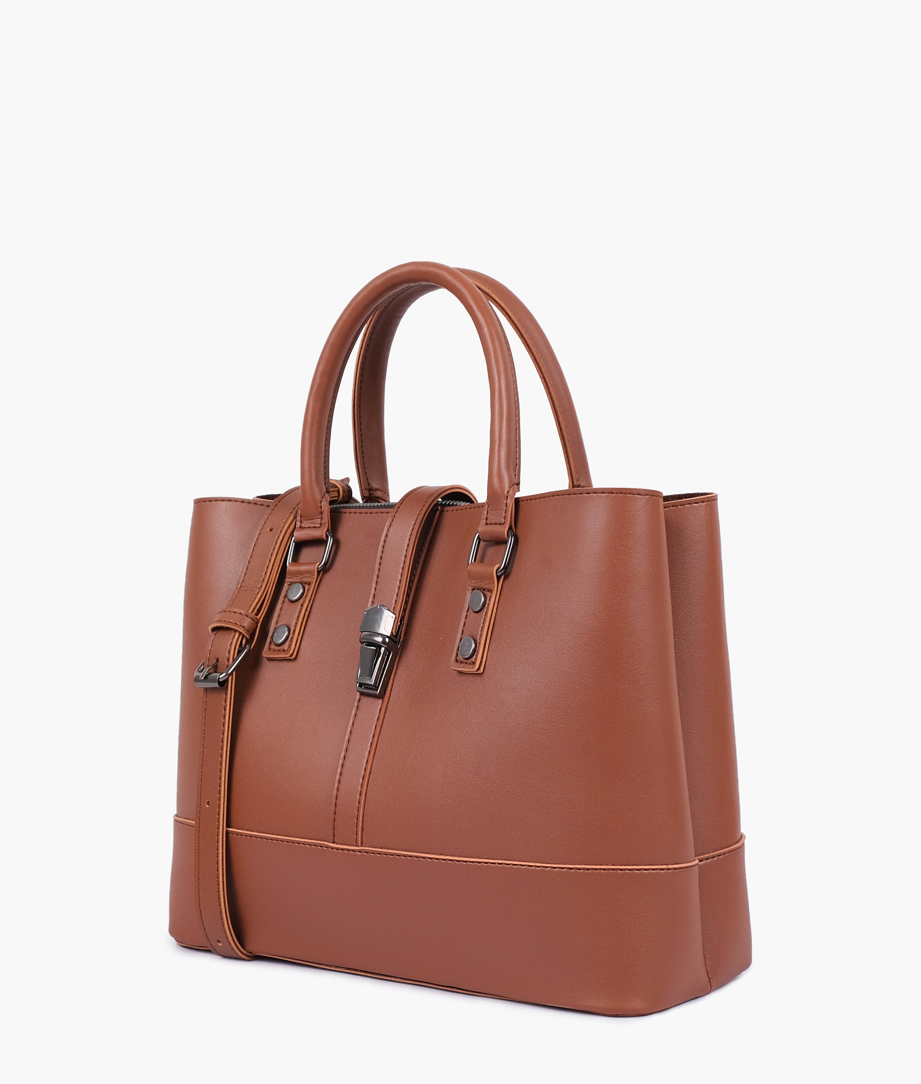 Brown multi-compartment shoulder bag