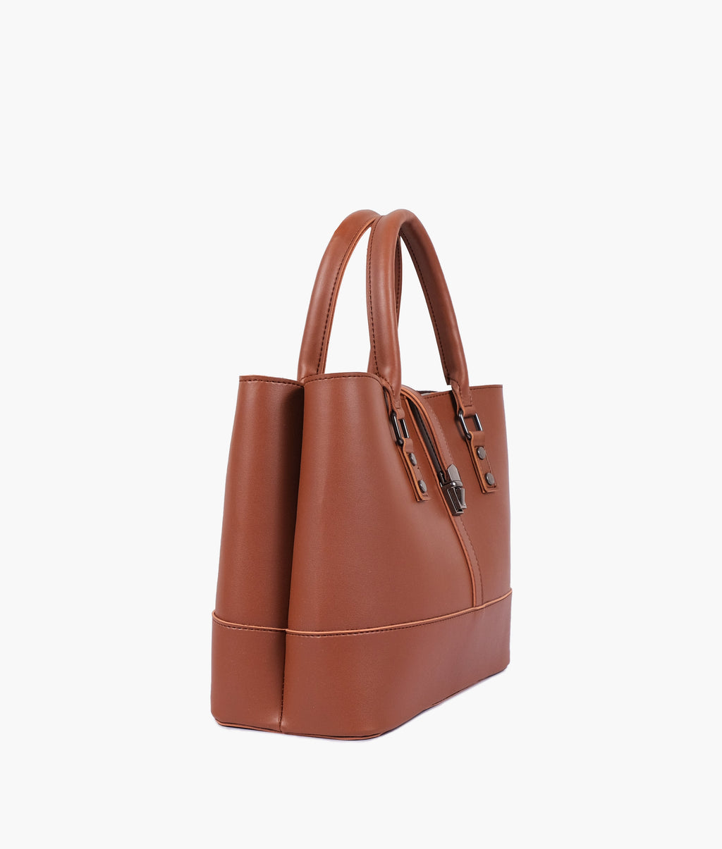 Brown multi-compartment shoulder bag