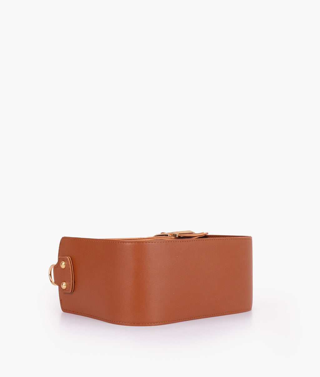 Brown saddle buckle bag
