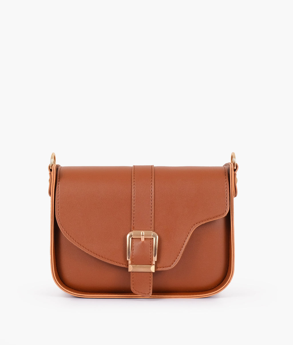 Brown saddle buckle bag
