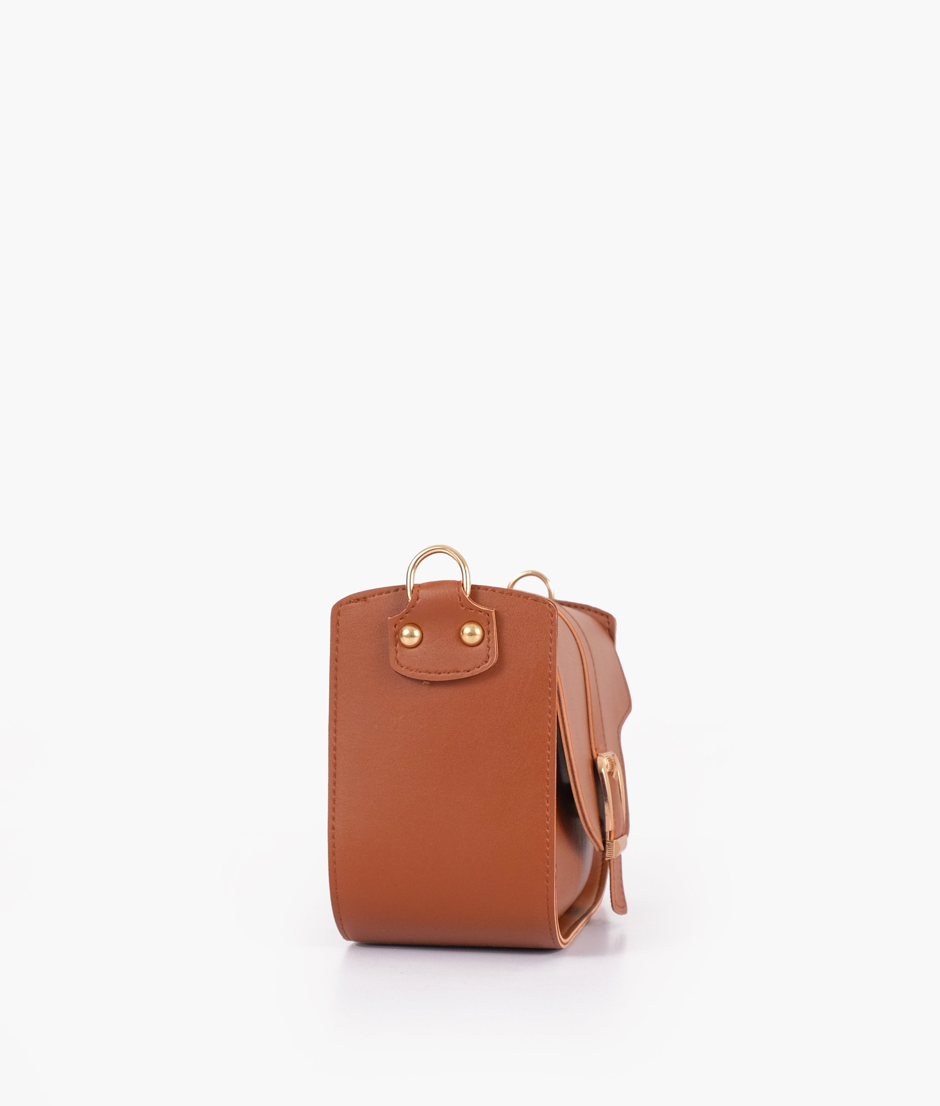 Brown saddle buckle bag