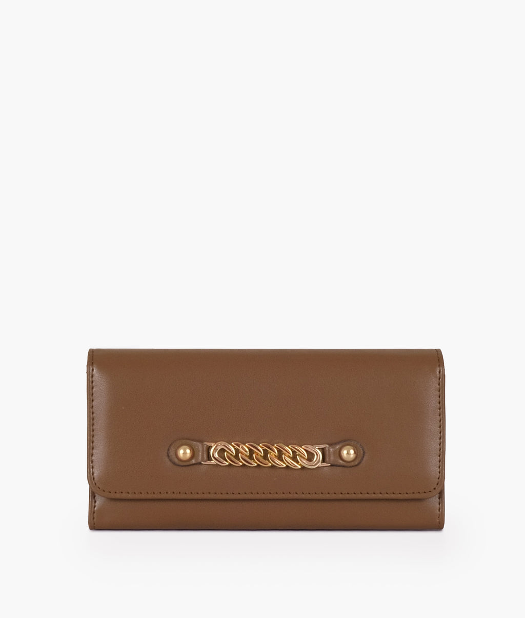 Brown three-fold wallet
