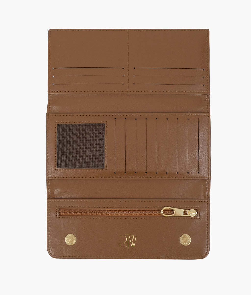 Brown three-fold wallet