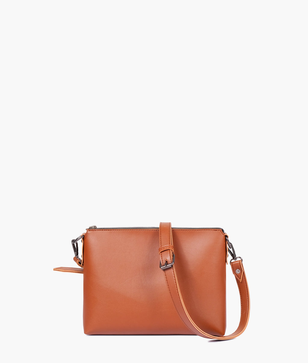 Brown two-piece floral tote