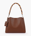 Brown weaved handbag with braided handle